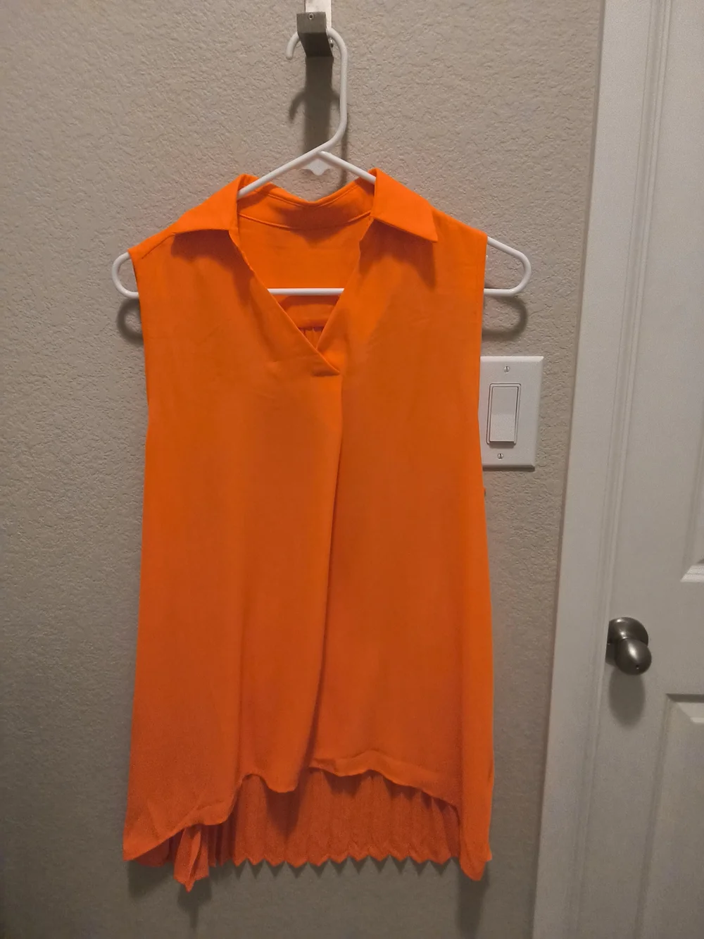 Bright Orange Sleeveless Collared Women’s Top